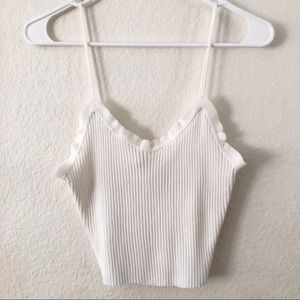 White Ribbed Tank Crop Top